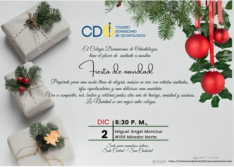 Odontólogos dominicanos convocan a celebración navideña para sus miembros Odontólogos dominicanos convocan a celebración navideña para sus miembros