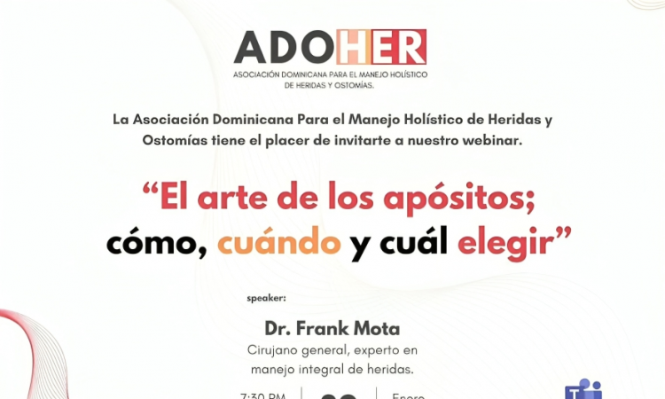 ADOHER Invita a Webinar especializado sobre Selección y Manejo de Apósitos para el Cuidado de Heridas