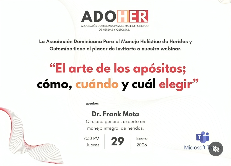 ADOHER Invita a Webinar especializado sobre Selección y Manejo de Apósitos para el Cuidado de Heridas ADOHER Invita a Webinar especializado sobre Selección y Manejo de Apósitos para el Cuidado de Heridas