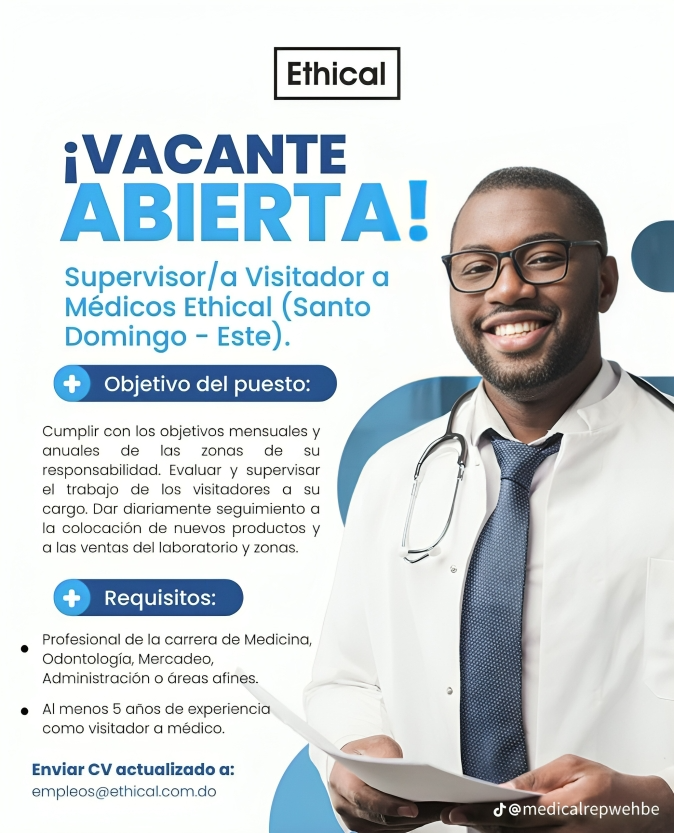 Ethical busca profesional con experiencia para supervisar equipo de visitadores médicos Ethical busca profesional con experiencia para supervisar equipo de visitadores médicos