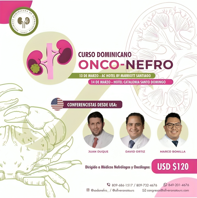 Sociedad de Nefrología invita al Curso Dominicano Onco-Nefro en Santiago y Santo Domingo