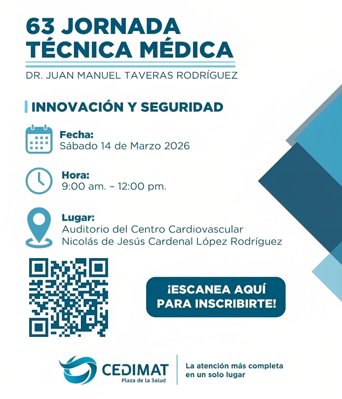 CEDIMAT invita a su 63° Jornada Técnica Médica Dr. Manuel Taveras Rodríguez