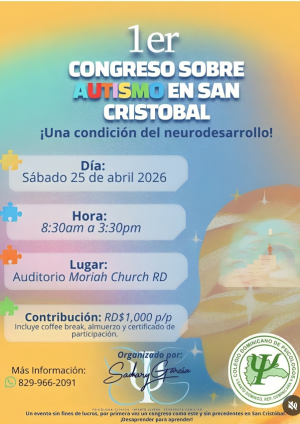 Colegio Dominicano de Psicólogos invita a participar en 1er Congreso sobre Autismo en San Cristóbal
