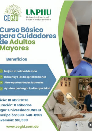 Centro Gerontológico Integral y UNPHU invitan a Curso Básico para Cuidadores de Adultos Mayores