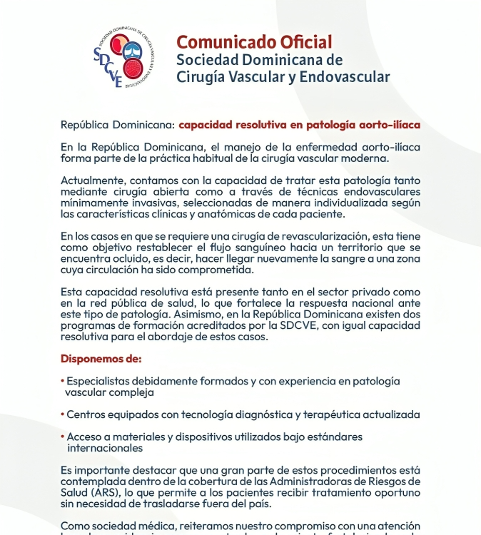 Sociedad de Cirugía Vascular y Endovascular destaca capacidad resolutiva del país en patología aorto-ilíaca
