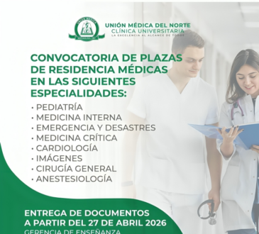 Clínica Universitaria Unión Médica del Norte abre convocatoria de plazas para residencias médicas en ocho especialidades