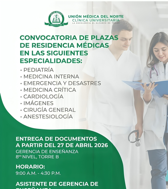 Clínica Universitaria Unión Médica del Norte abre convocatoria de plazas para residencias médicas en ocho especialidades