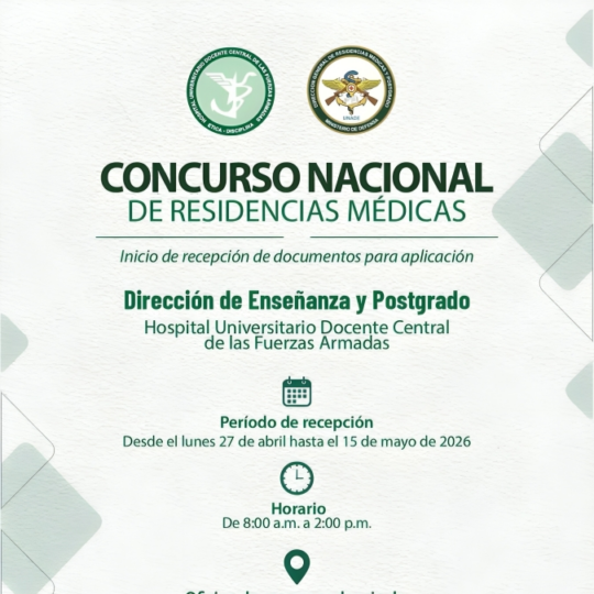 Hospital de las Fuerzas Armadas abre convocatoria para residencias médicas