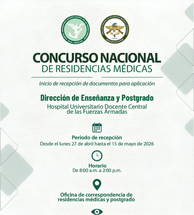 Hospital de las Fuerzas Armadas abre convocatoria para residencias médicas