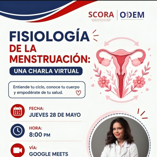 SCORA ODEM invita a charla virtual “Fisiología de la Menstruación” para mujeres y estudiantes de ciencias de la salud