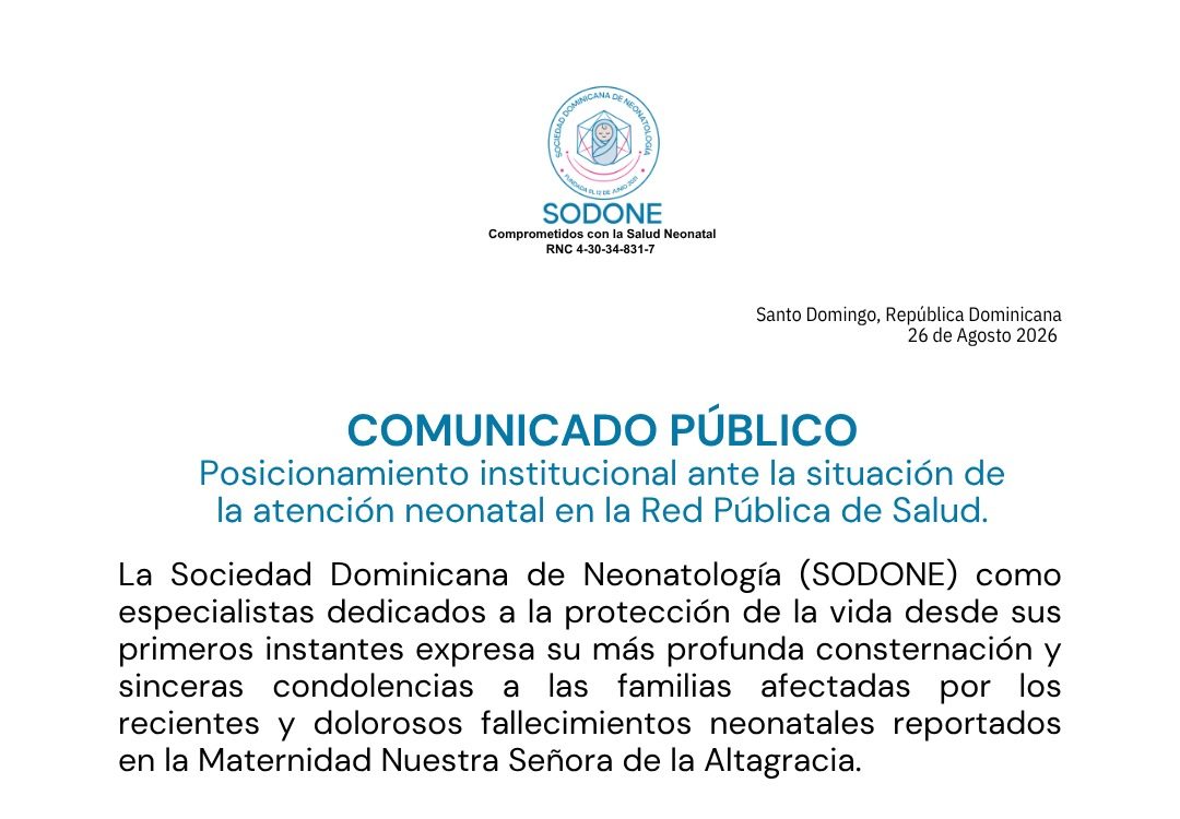 SODONE expresa preocupación por situación de la atención neonatal y pide investigación integral de fallecimientos en la Maternidad Nuestra Señora de la Altagracia