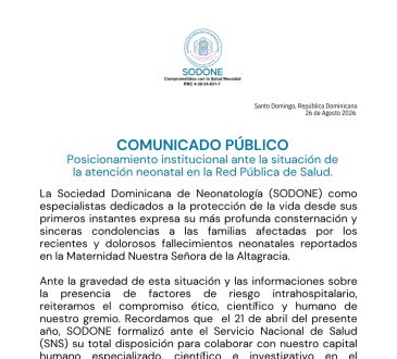 SODONE expresa preocupación por situación de la atención neonatal y pide investigación integral de fallecimientos en la Maternidad Nuestra Señora de la Altagracia