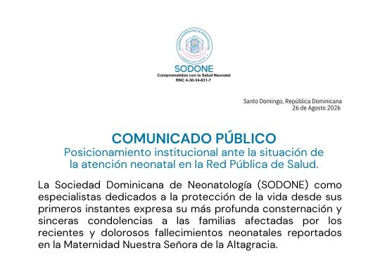 SODONE expresa preocupación por situación de la atención neonatal y pide investigación integral de fallecimientos en la Maternidad Nuestra Señora de la Altagracia