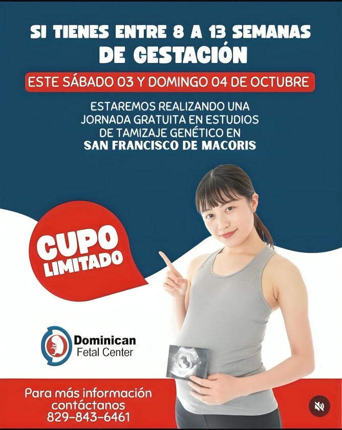 Dominican Fetal Center realizará jornada gratuita de sonografías genéticas en San Francisco de Macorís